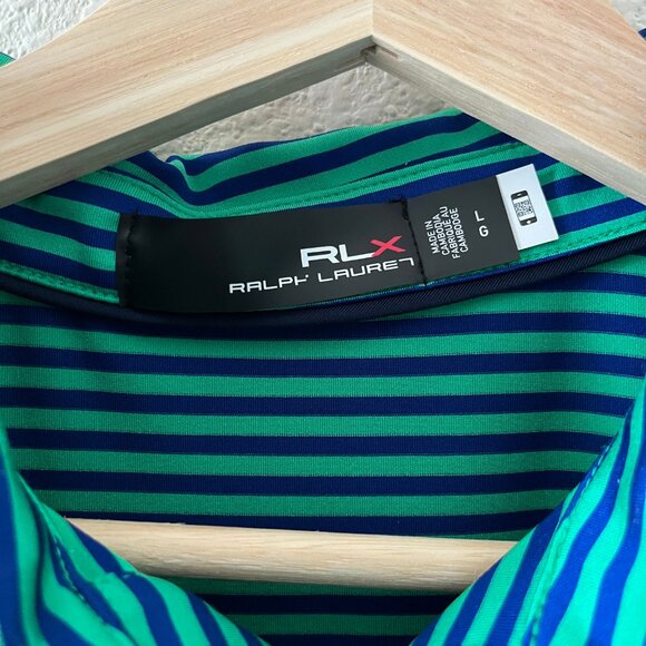 Ralph Lauren X RLX Green Striped Polo Shirt Size L Style 0200011844 - Picture 5 of 10